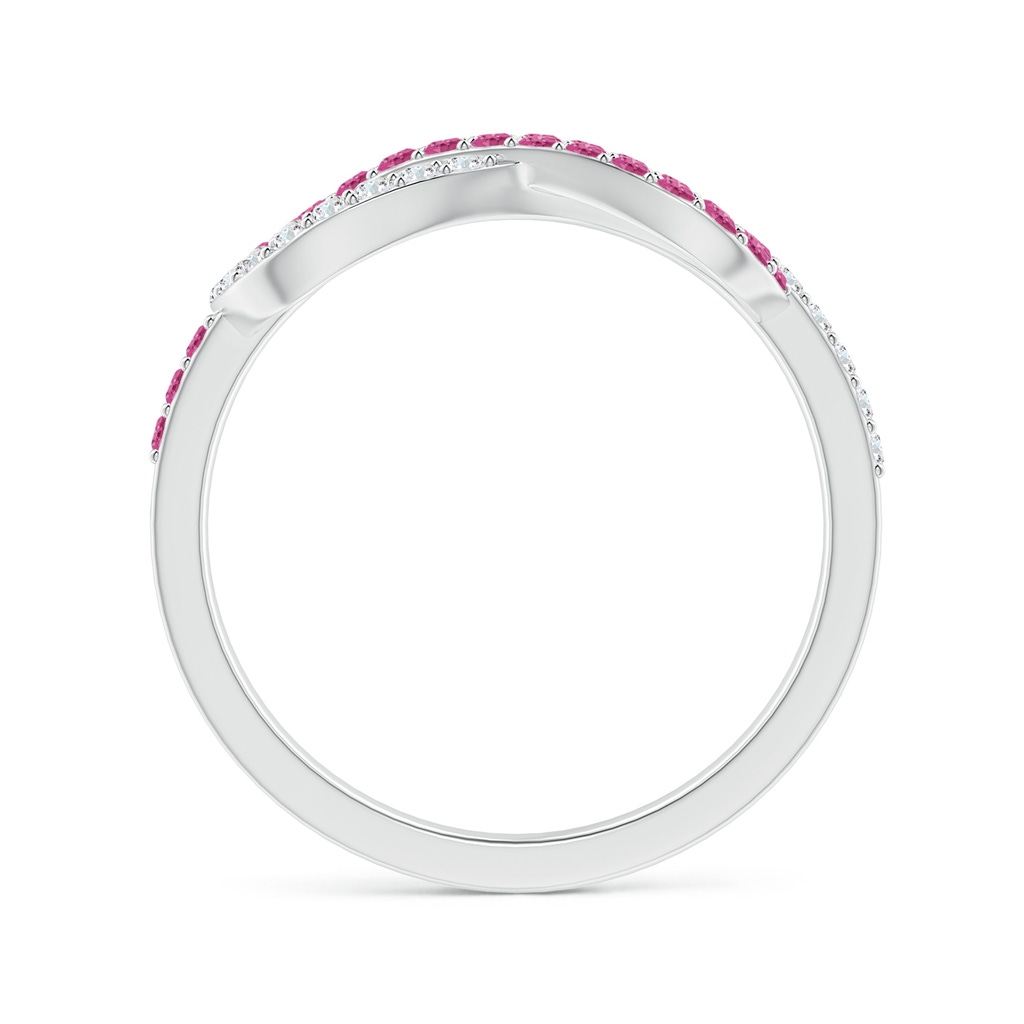 1.3mm AAAA Encrusted Pink Sapphire and Diamond Infinity Knot Ring in P950 Platinum - side_1