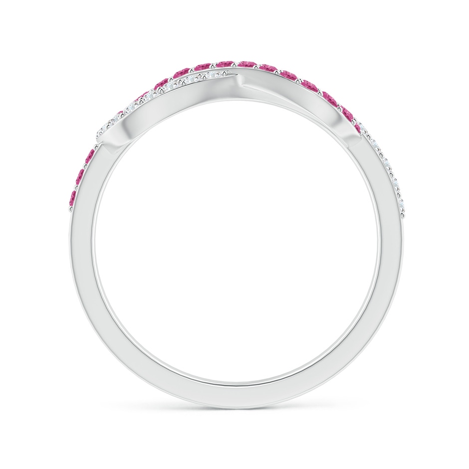 1.3mm AAAA Encrusted Pink Sapphire and Diamond Infinity Knot Ring in P950 Platinum side-1