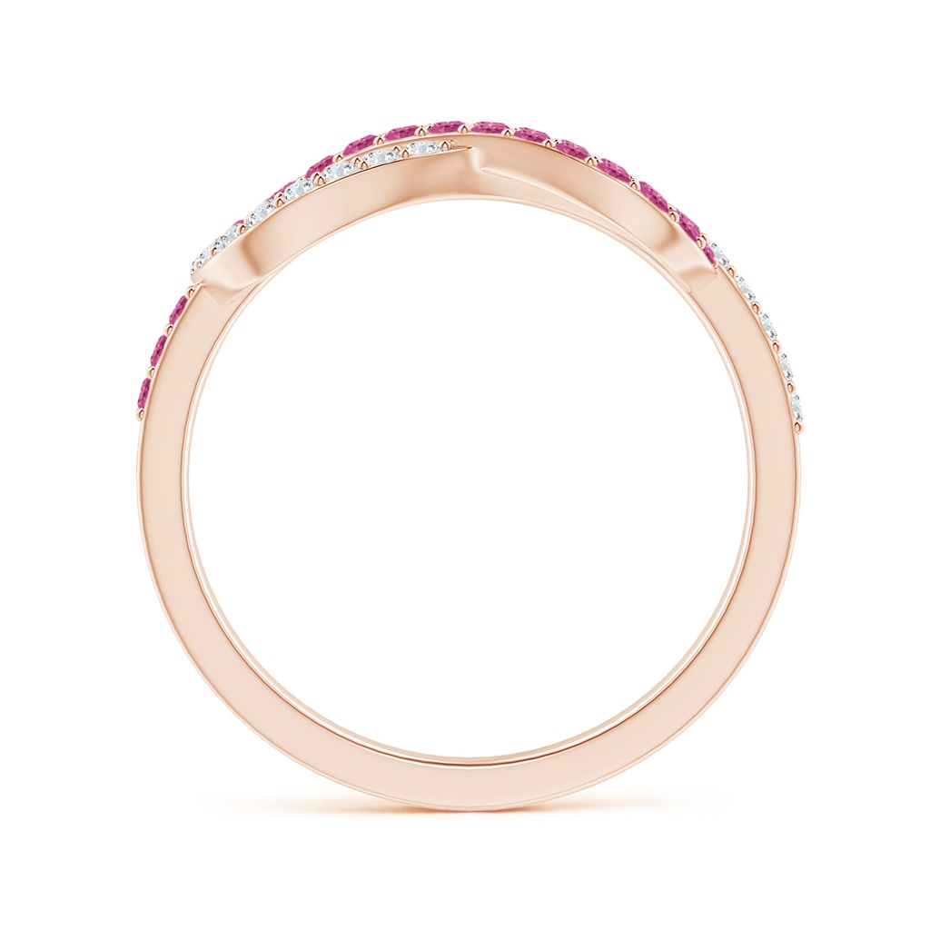 1.3mm AAAA Encrusted Pink Sapphire and Diamond Infinity Knot Ring in Rose Gold - side_1