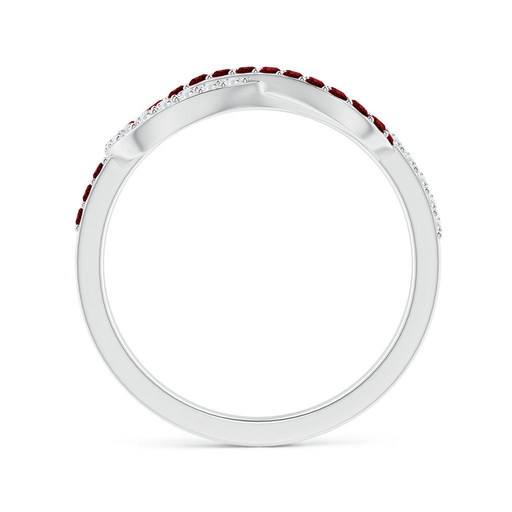 1.3mm AAAA Encrusted Ruby and Diamond Infinity Knot Ring in White Gold Side-1