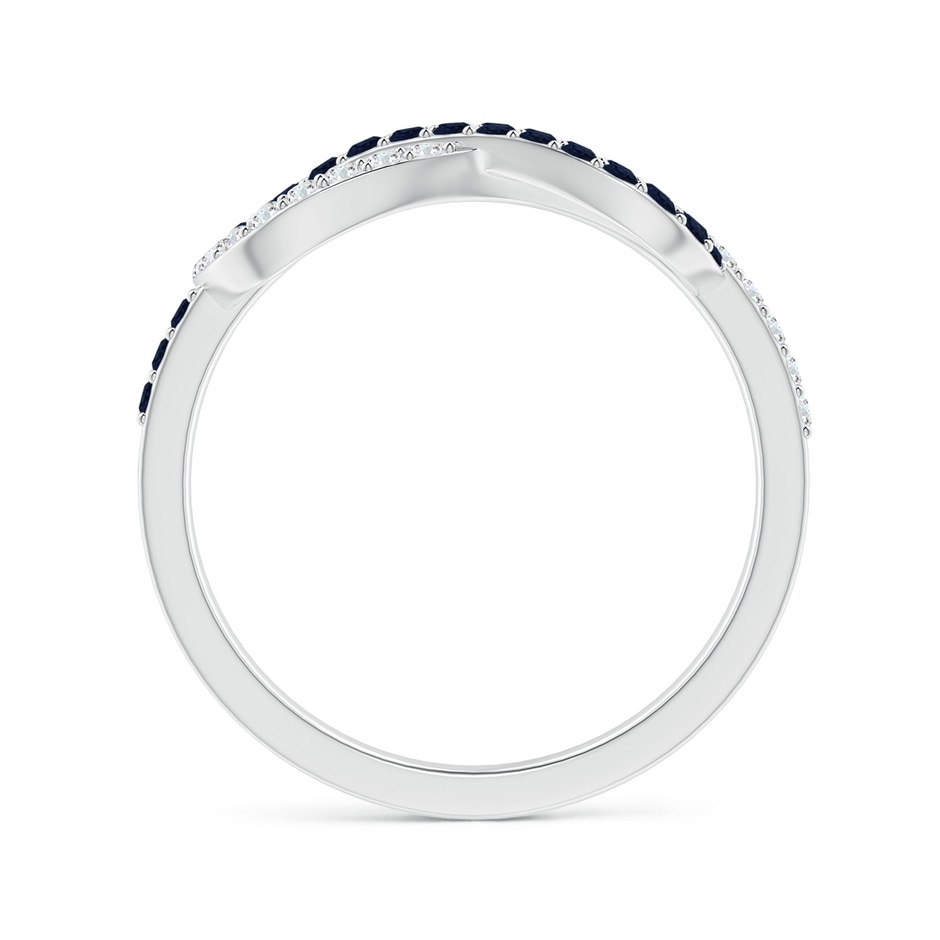 1.3mm A Encrusted Blue Sapphire and Diamond Infinity Knot Ring in White Gold Side-1