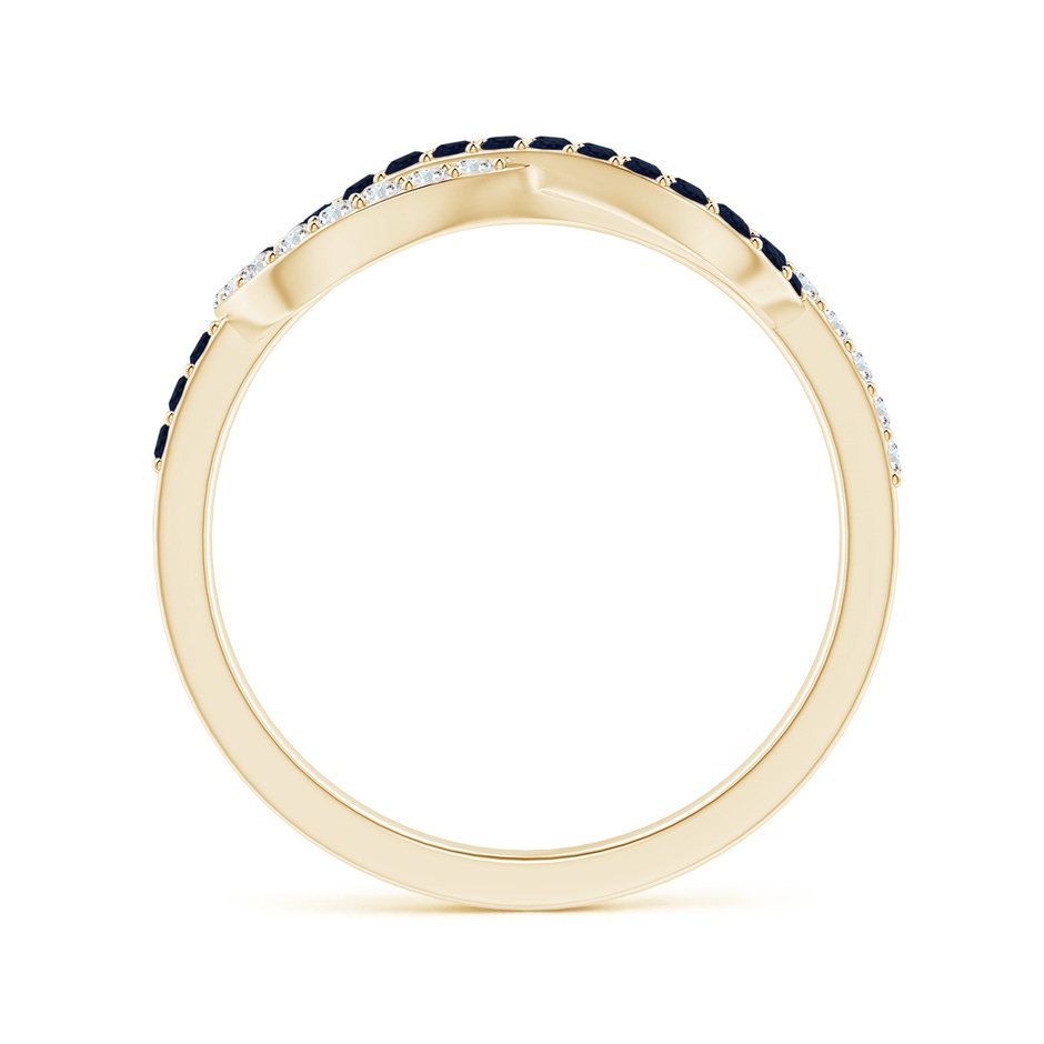 1.3mm A Encrusted Blue Sapphire and Diamond Infinity Knot Ring in Yellow Gold Side-1