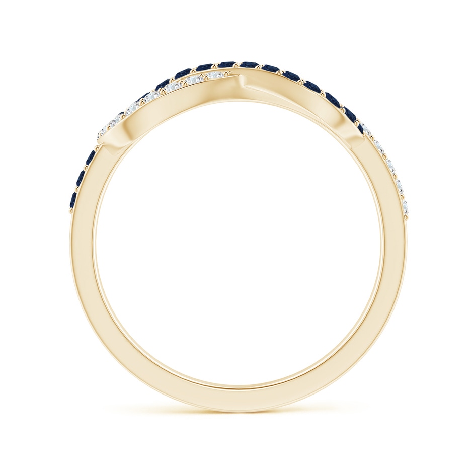 1.3mm AA Encrusted Blue Sapphire and Diamond Infinity Knot Ring in Yellow Gold Side-1