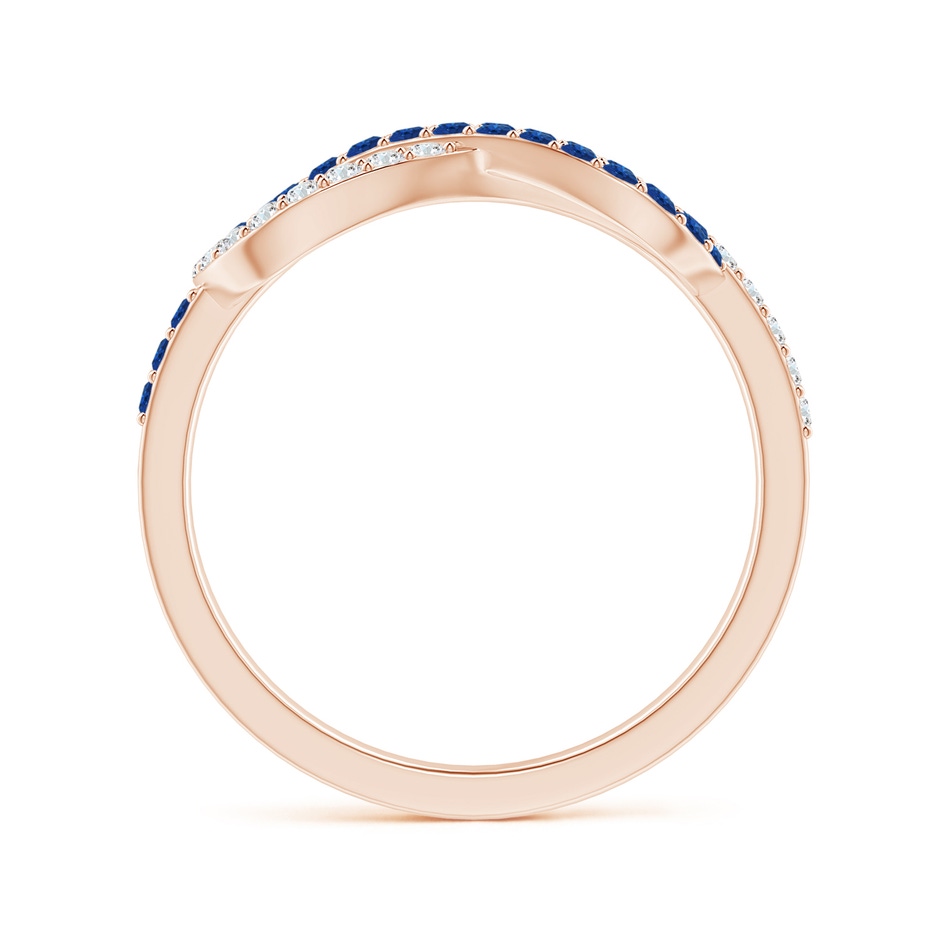 1.3mm AAA Encrusted Blue Sapphire and Diamond Infinity Knot Ring in Rose Gold Side-1