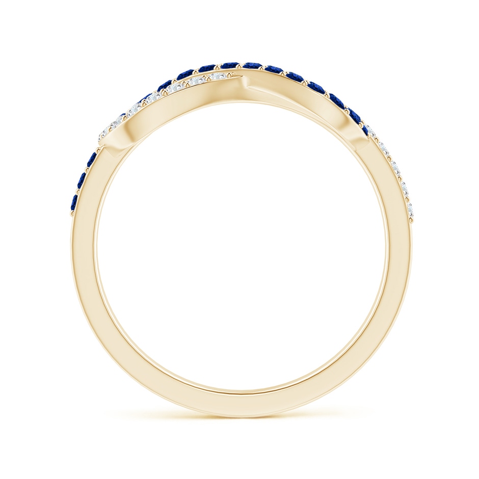 1.3mm AAAA Encrusted Blue Sapphire and Diamond Infinity Knot Ring in Yellow Gold Side-1