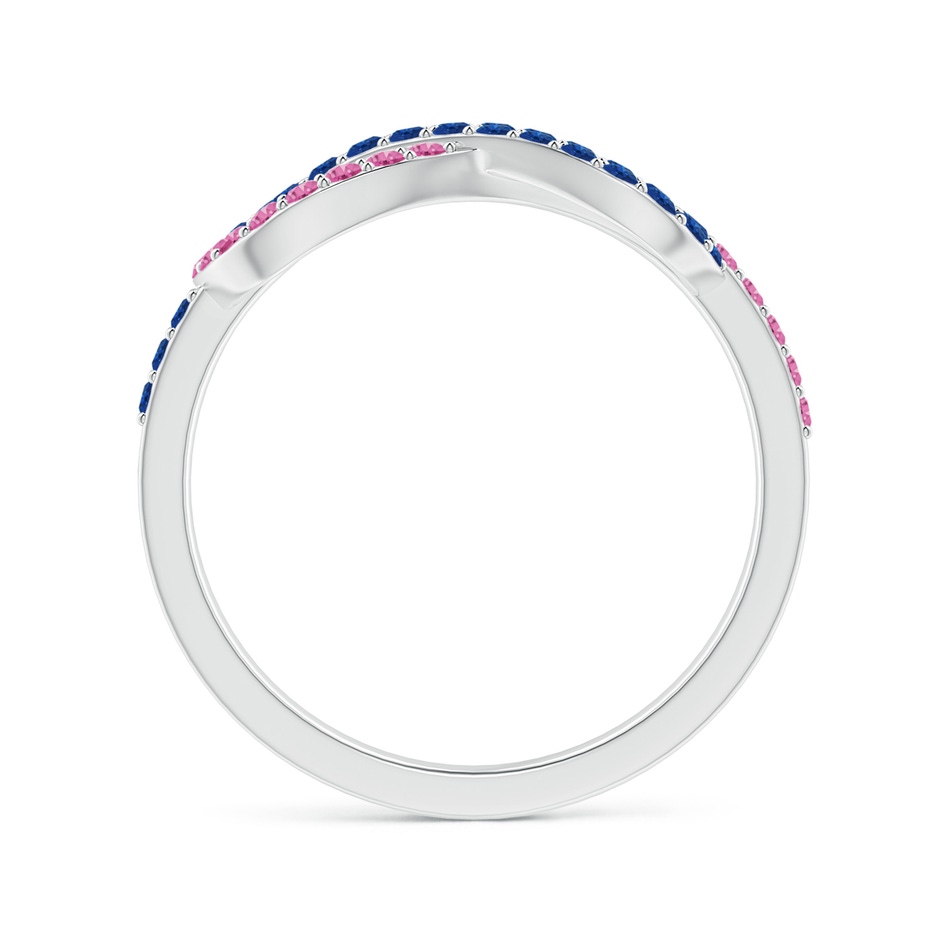 1.3mm AAA Encrusted Pink and Blue Sapphire Infinity Knot Ring in White Gold side-1