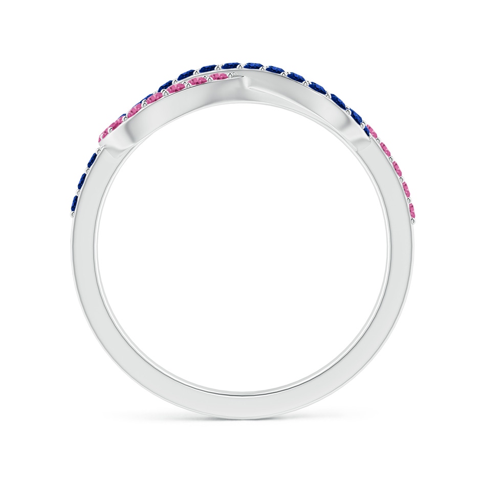 1.3mm AAAA Encrusted Pink and Blue Sapphire Infinity Knot Ring in White Gold side-1