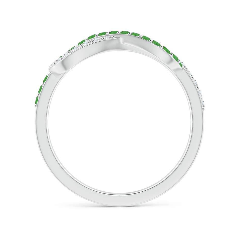 1.3mm AA Encrusted Tsavorite and Diamond Infinity Knot Ring in White Gold side-1