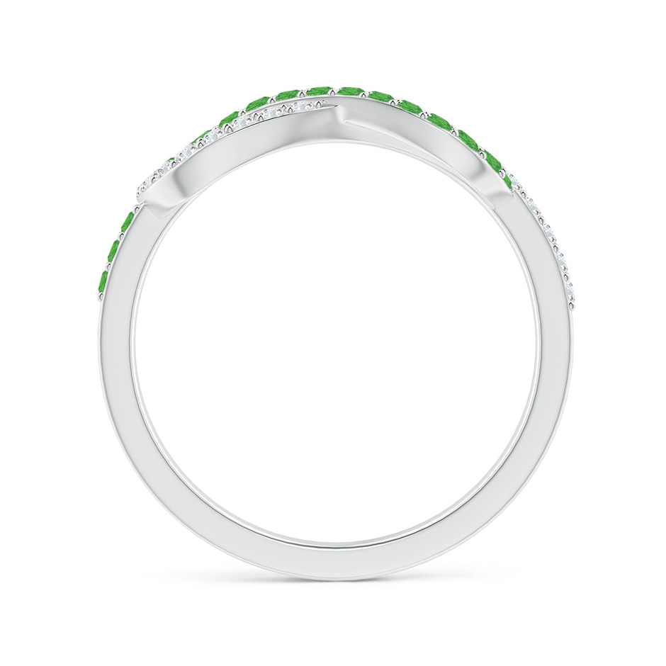 1.3mm AAA Encrusted Tsavorite and Diamond Infinity Knot Ring in White Gold side-1