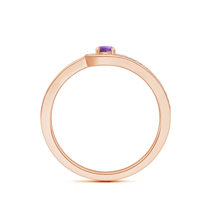 3.2mm A Solitaire Amethyst Knot Promise Ring with Diamond in Rose Gold product image