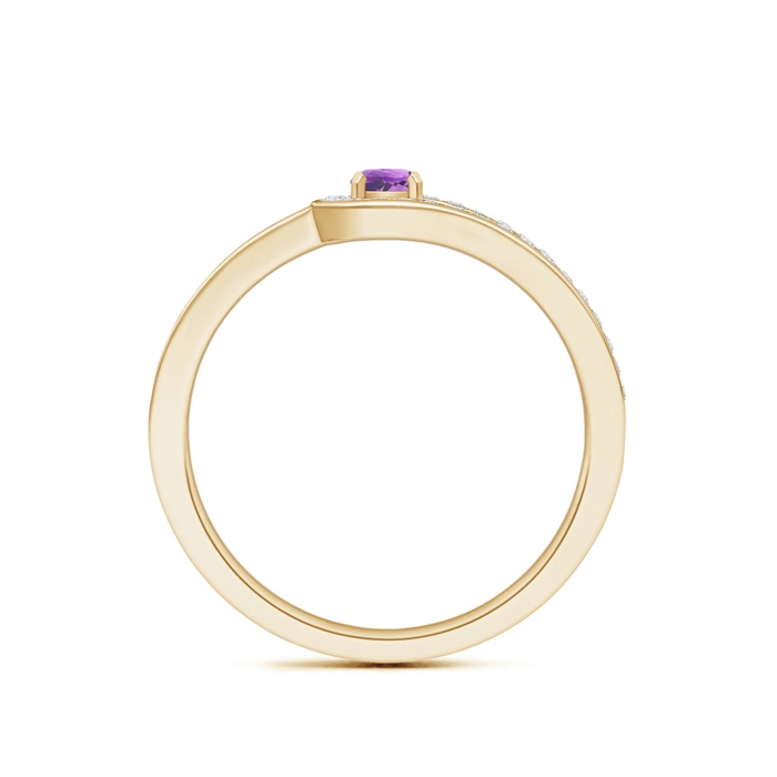 3.2mm A Solitaire Amethyst Knot Promise Ring with Diamond in Yellow Gold product image
