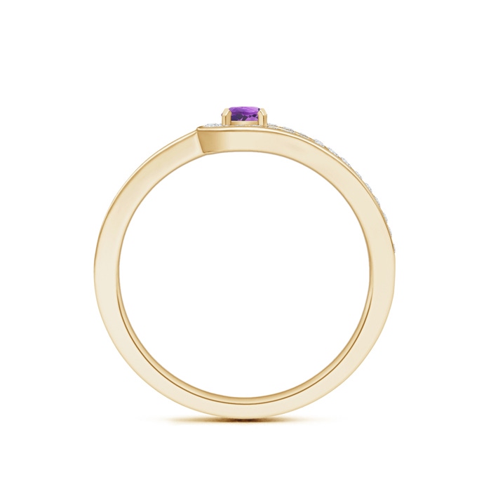 3.2mm AA Solitaire Amethyst Knot Promise Ring with Diamond in Yellow Gold product image