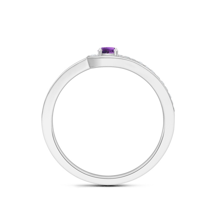 3.2mm AAA Solitaire Amethyst Knot Promise Ring with Diamond in White Gold Product Image
