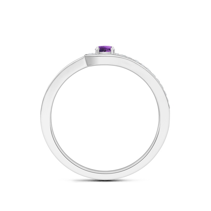 3.2mm AAA Solitaire Amethyst Knot Promise Ring with Diamond in White Gold product image