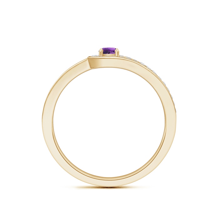 3.2mm AAA Solitaire Amethyst Knot Promise Ring with Diamond in Yellow Gold product image