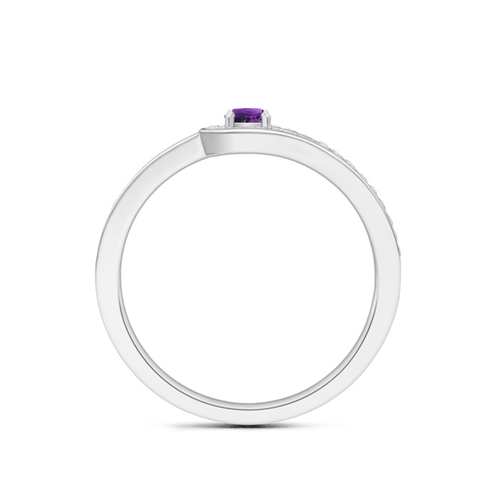 3.2mm AAAA Solitaire Amethyst Knot Promise Ring with Diamond in White Gold Product Image