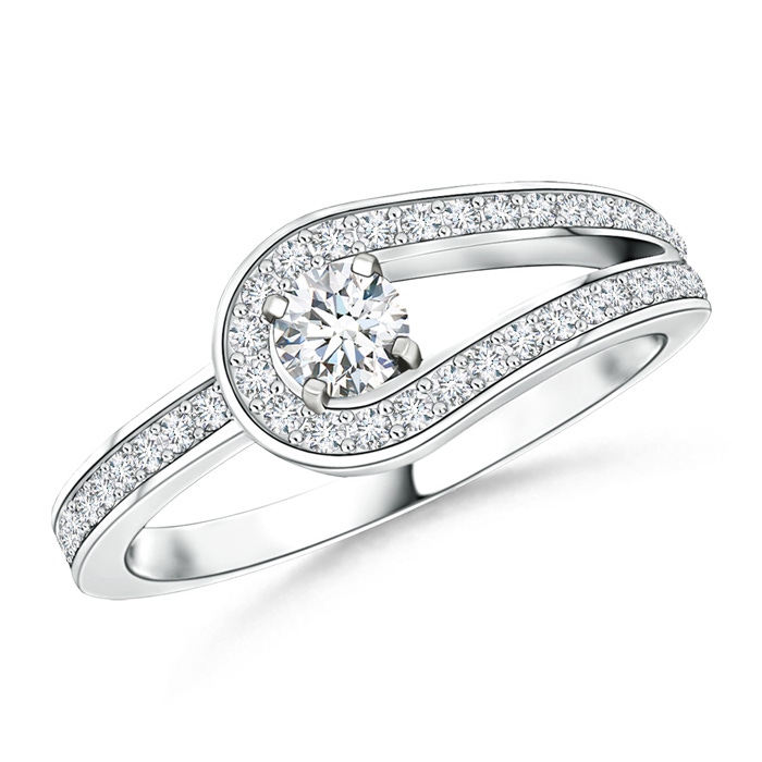 3.2mm GVS2 Solitaire Diamond Knot Promise Ring in P950 Platinum