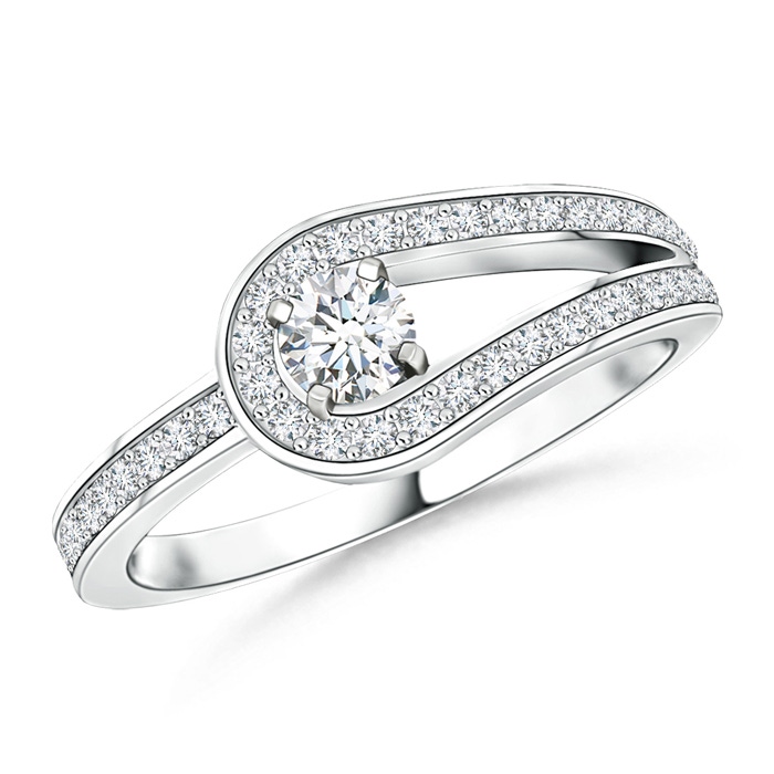 3.2mm GVS2 Solitaire Diamond Knot Promise Ring in White Gold 