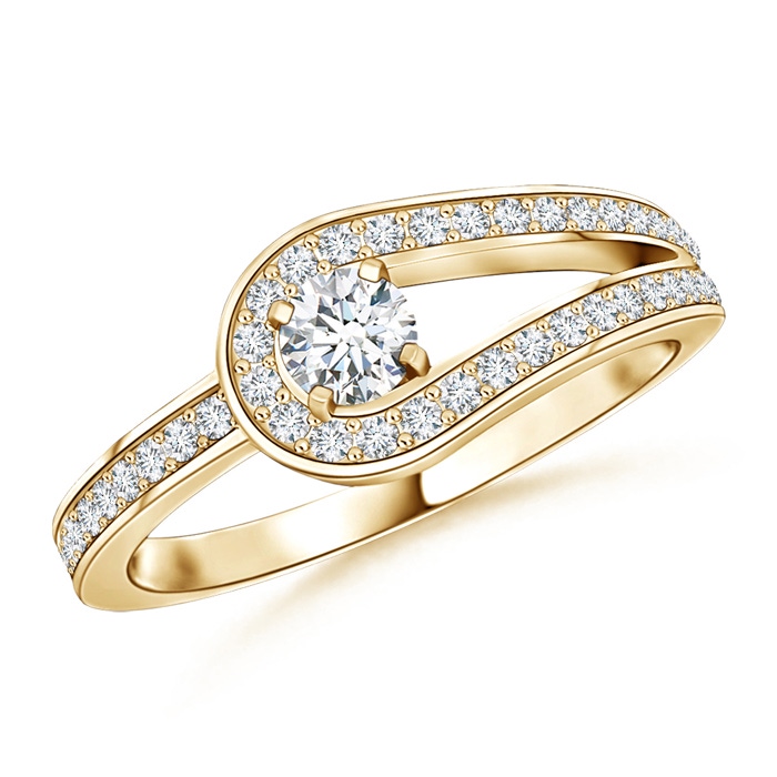 3.2mm GVS2 Solitaire Diamond Knot Promise Ring in Yellow Gold