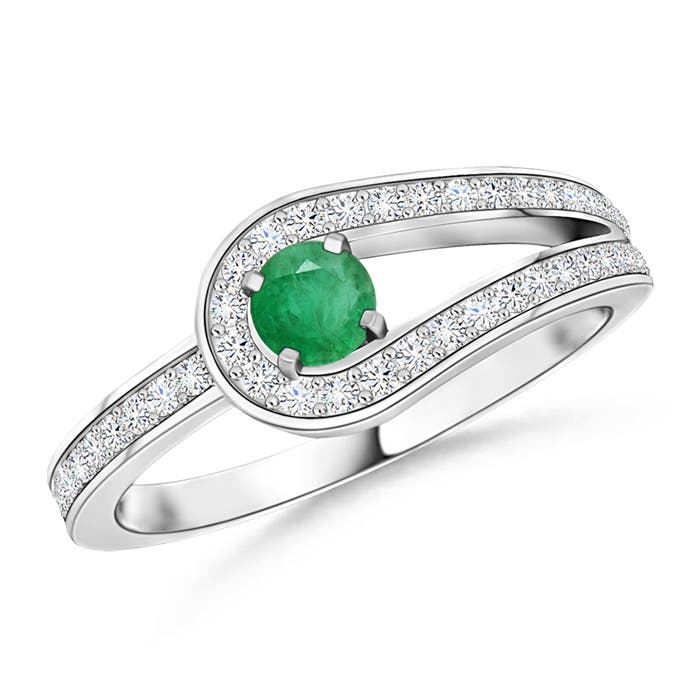 A - Emerald / 0.34 CT / 14 KT White Gold