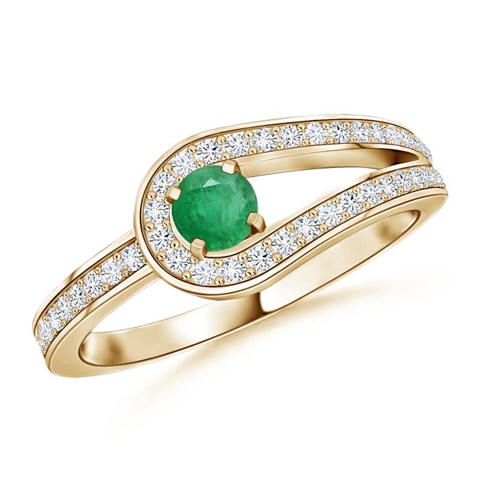 A - Emerald / 0.34 CT / 14 KT Yellow Gold