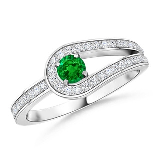 3.2mm AAAA Solitaire Emerald Knot Promise Ring with Diamonds in P950 Platinum