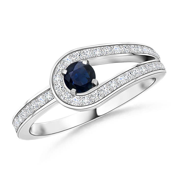 A - Blue Sapphire / 0.38 CT / 14 KT White Gold