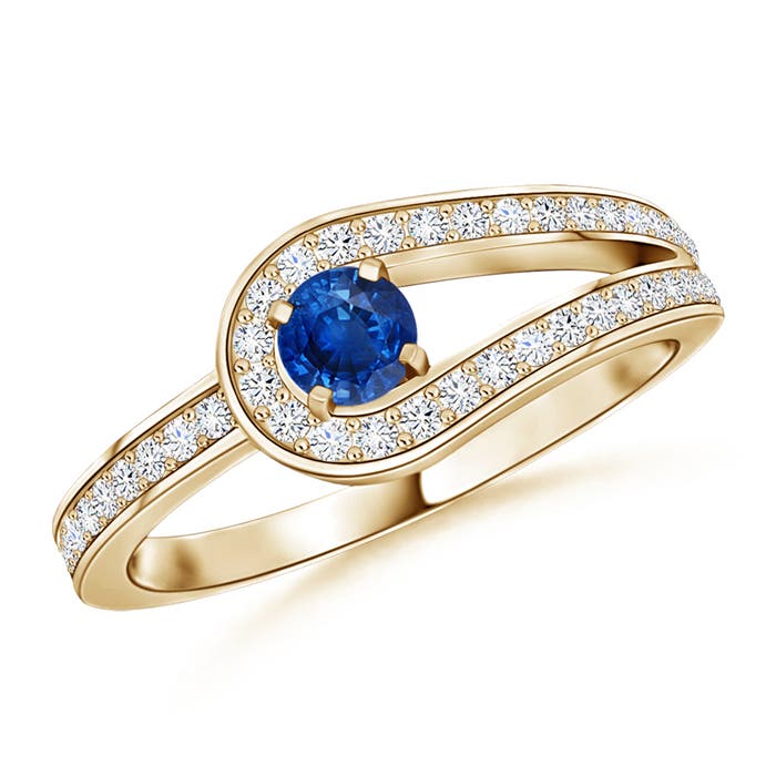 AAA - Blue Sapphire / 0.38 CT / 14 KT Yellow Gold