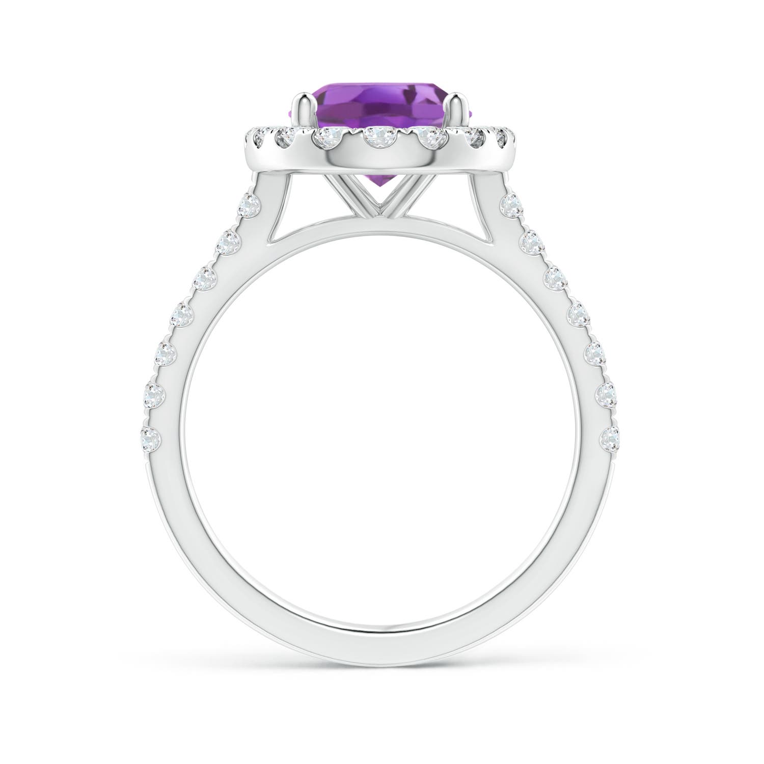 10x8mm A Prong-Set Oval Amethyst Halo Ring with Diamond Accents in P950 Platinum - side 2