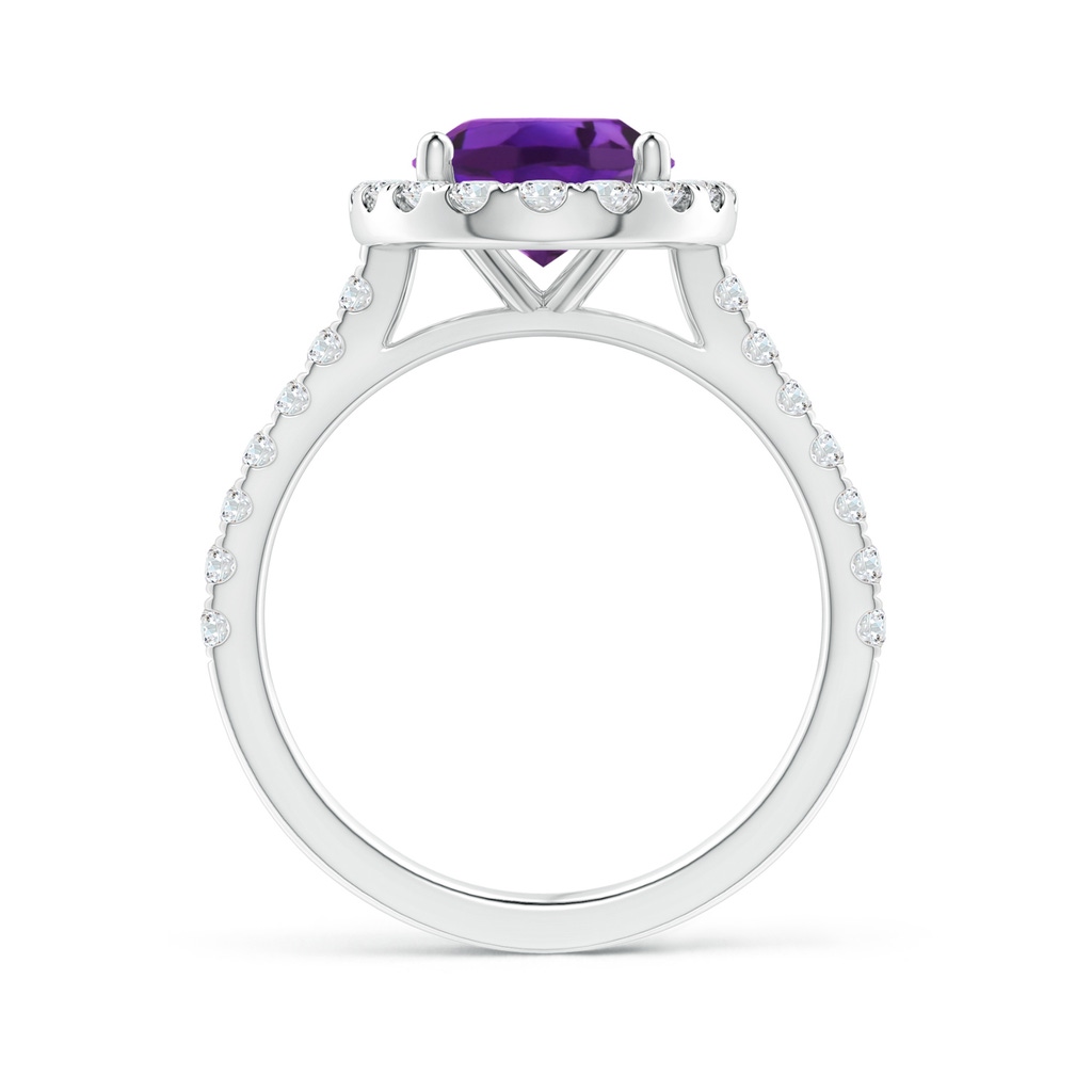 10x8mm AAAA Prong-Set Oval Amethyst Halo Ring with Diamond Accents in P950 Platinum - side 199