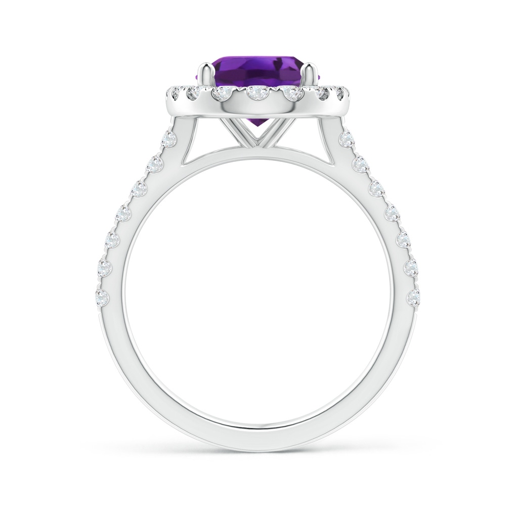 10x8mm AAAA Oval Amethyst Halo Ring with Diamond Accents in White Gold Side-1