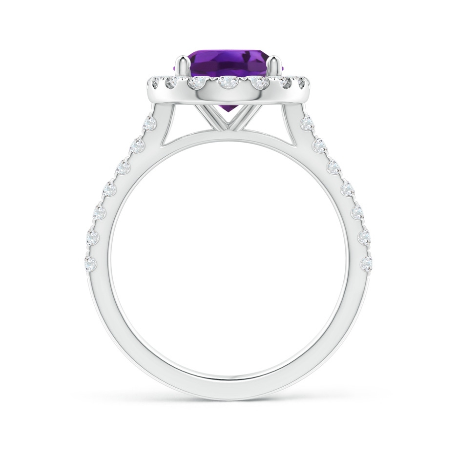 10x8mm AAAA Oval Amethyst Halo Ring with Diamond Accents in White Gold side-1