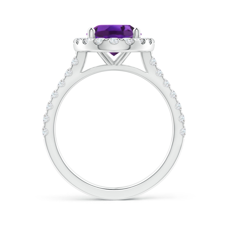 10x8mm AAAA Prong-Set Oval Amethyst Halo Ring with Diamond Accents in White Gold side 199