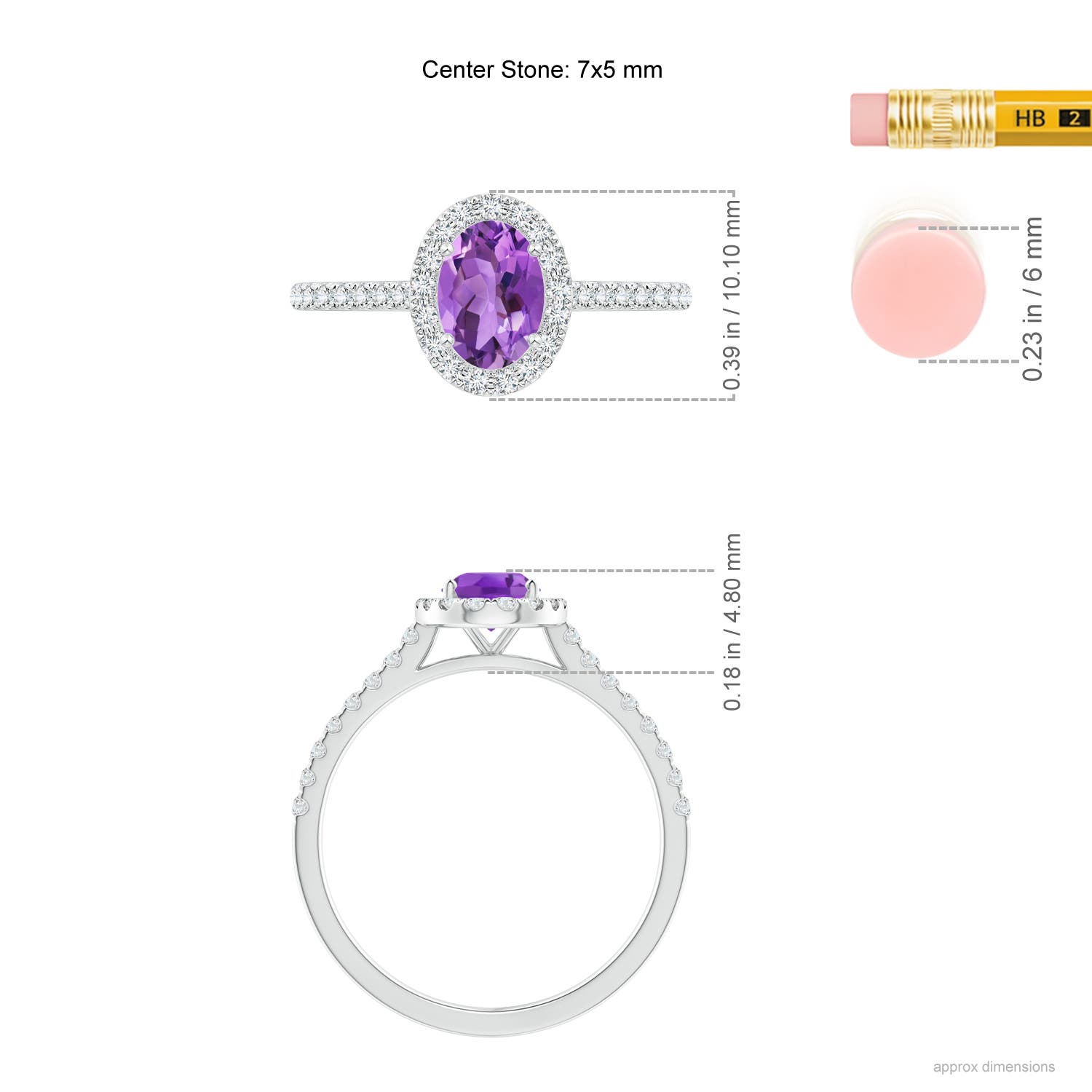 AA - Amethyst / 0.96 CT / 14 KT White Gold