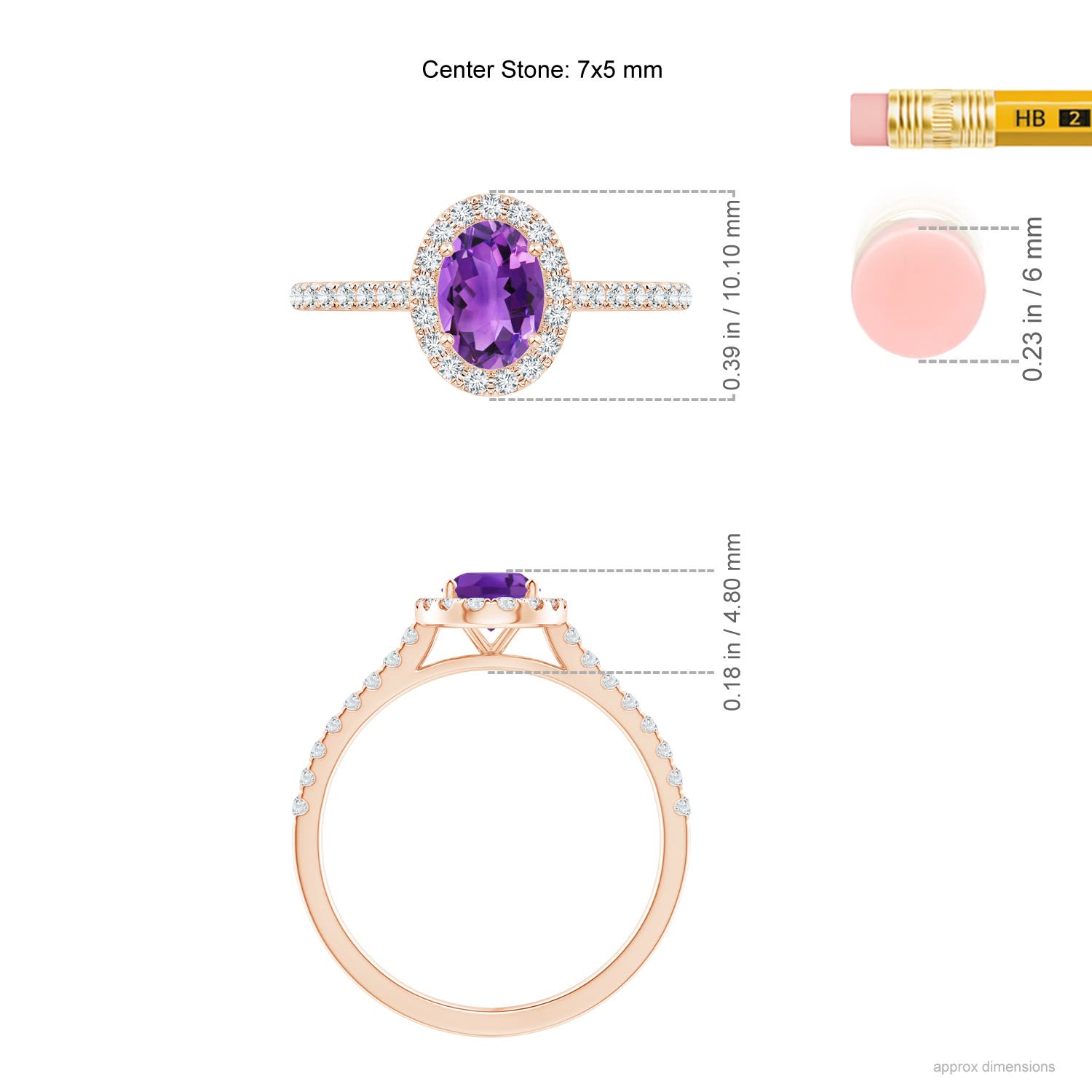 AAA - Amethyst / 0.96 CT / 14 KT Rose Gold