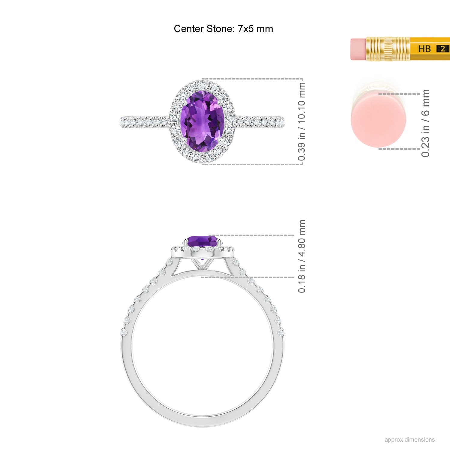 AAA - Amethyst / 0.96 CT / 14 KT White Gold