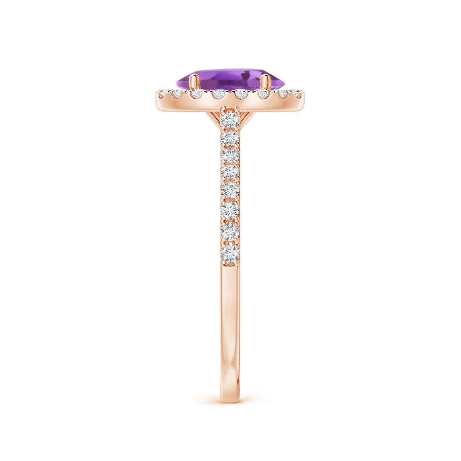 8x6mm A Prong-Set Oval Amethyst Halo Ring with Diamond Accents in Rose Gold side 299