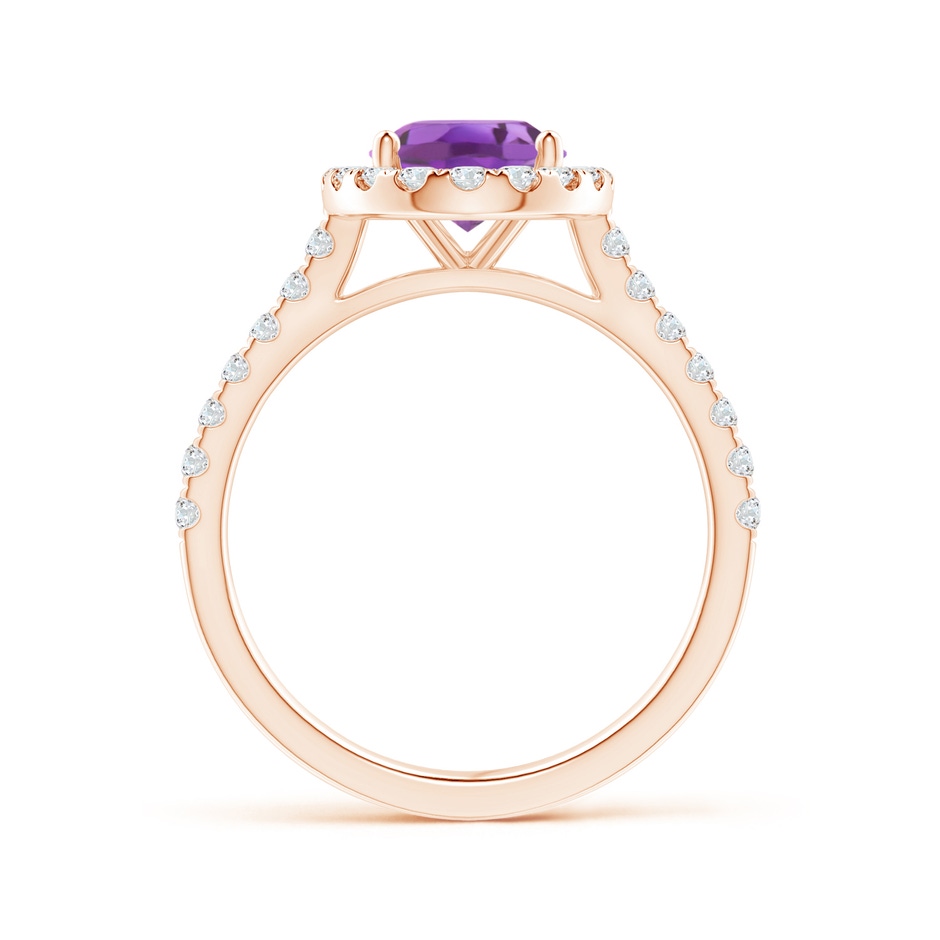 9x7mm A Prong-Set Oval Amethyst Halo Ring with Diamond Accents in Rose Gold side 199