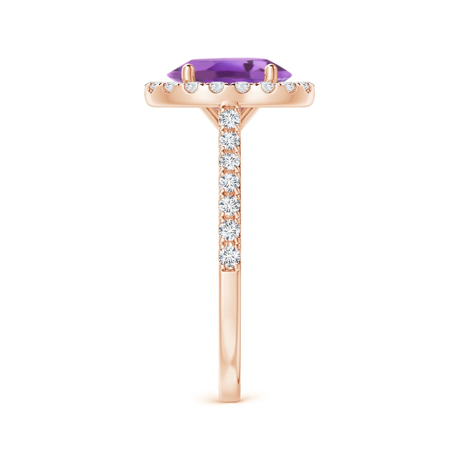 9x7mm A Prong-Set Oval Amethyst Halo Ring with Diamond Accents in Rose Gold side 299