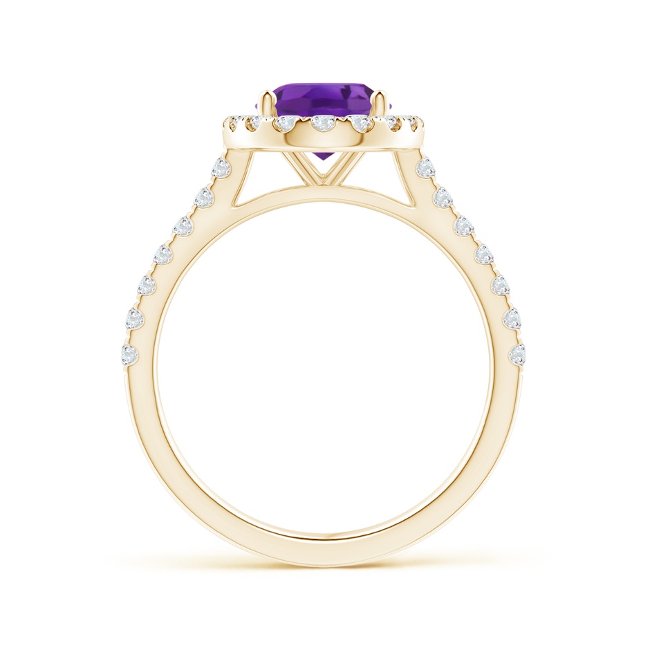 9x7mm AAA Prong-Set Oval Amethyst Halo Ring with Diamond Accents in Yellow Gold side 199