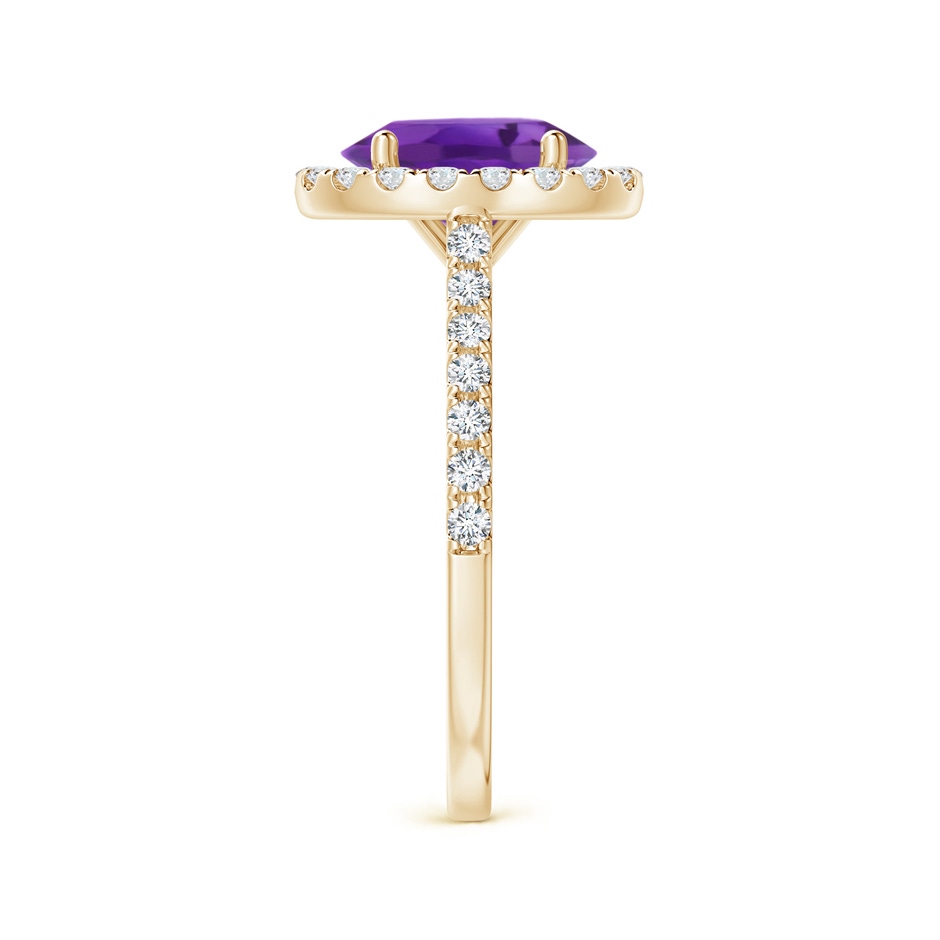 9x7mm AAA Prong-Set Oval Amethyst Halo Ring with Diamond Accents in Yellow Gold side 299