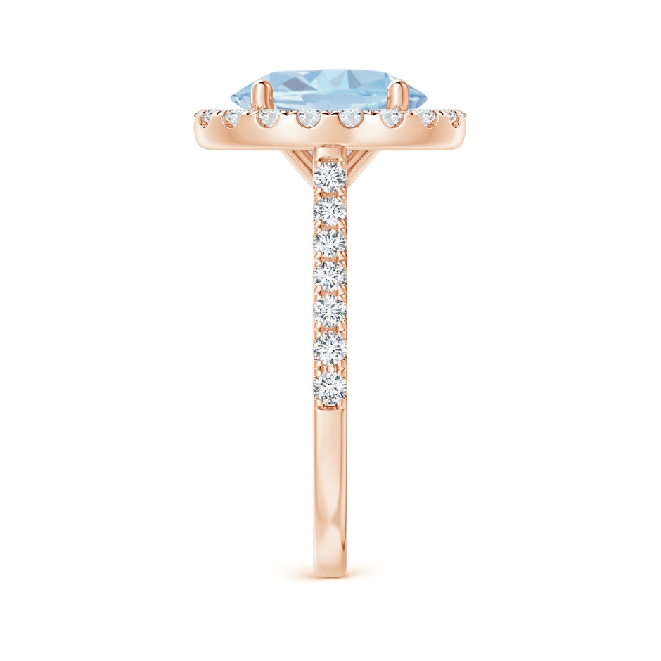 10x8mm A Prong-Set Oval Aquamarine Halo Ring with Diamond Accents in Rose Gold side 299