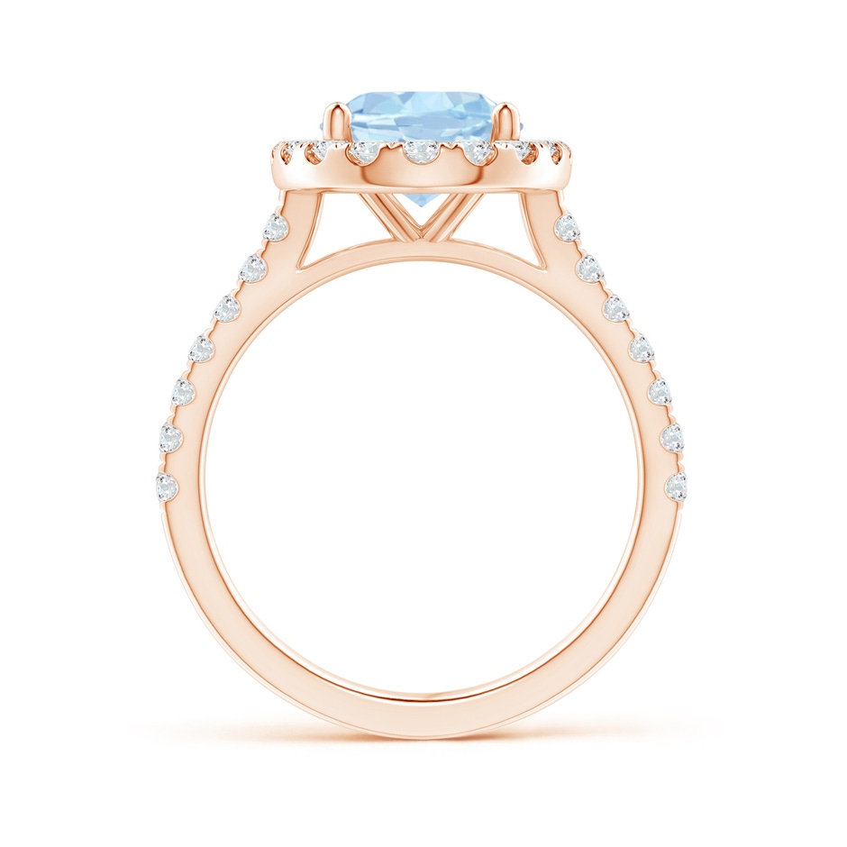 10x8mm AA Prong-Set Oval Aquamarine Halo Ring with Diamond Accents in Rose Gold side 199