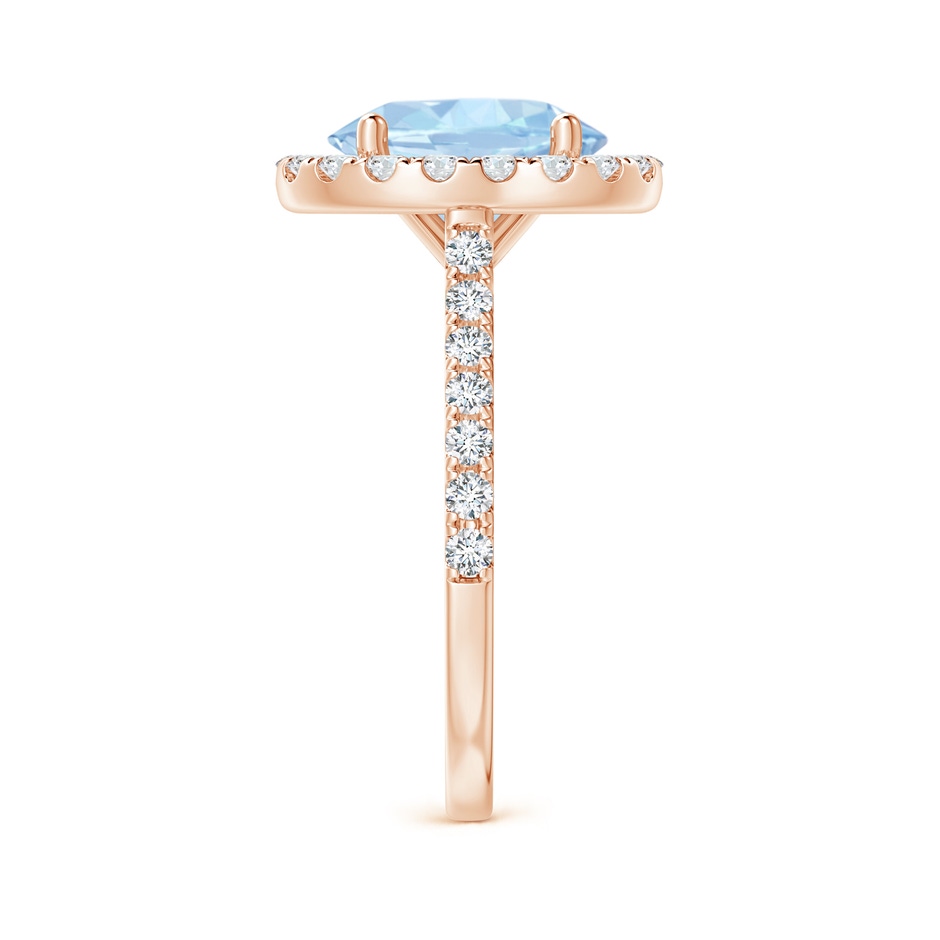 10x8mm AA Prong-Set Oval Aquamarine Halo Ring with Diamond Accents in Rose Gold side 299