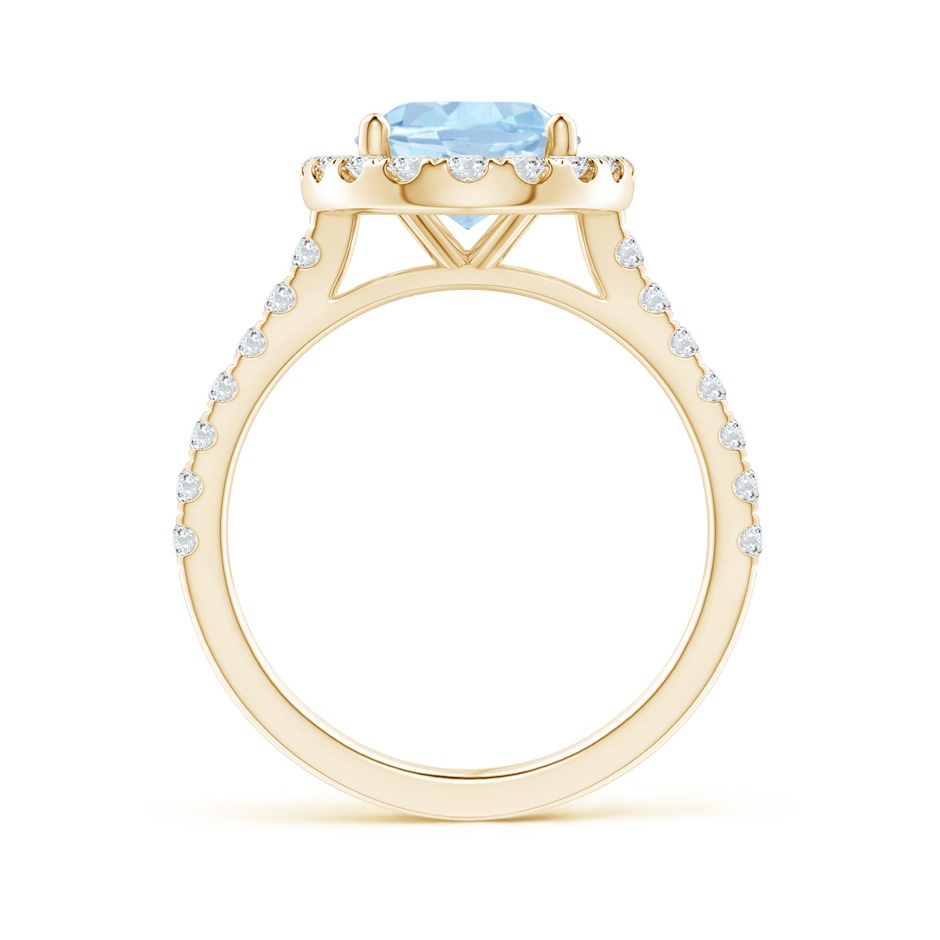 10x8mm AA Prong-Set Oval Aquamarine Halo Ring with Diamond Accents in Yellow Gold side 199