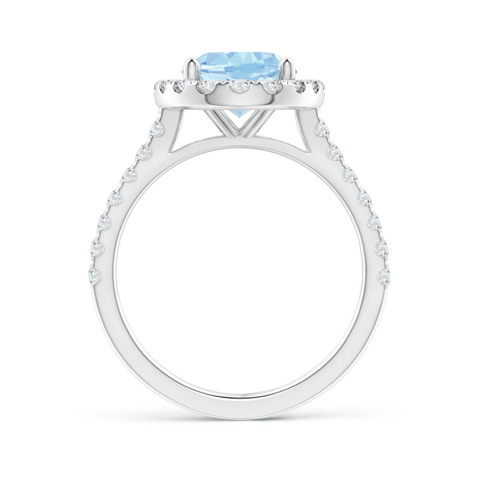 10x8mm AAA Prong-Set Oval Aquamarine Halo Ring with Diamond Accents in P950 Platinum side 199