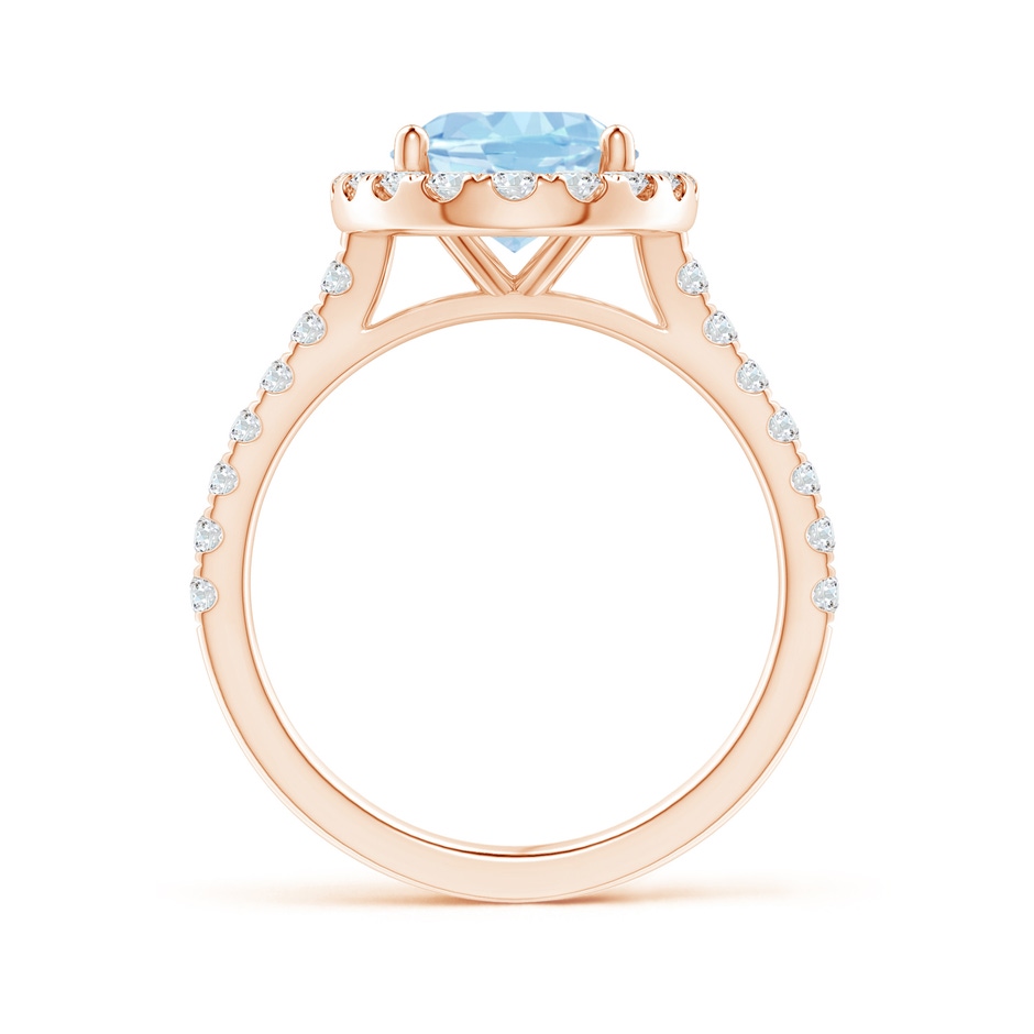 10x8mm AAA Prong-Set Oval Aquamarine Halo Ring with Diamond Accents in Rose Gold side 199
