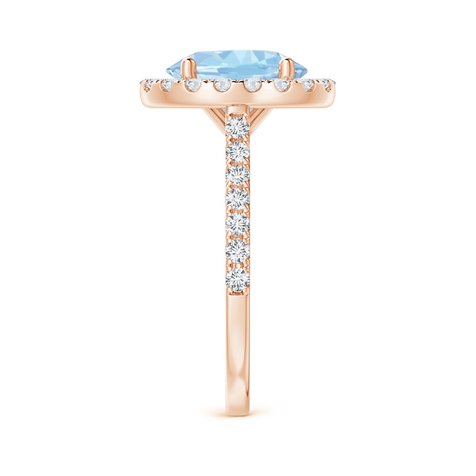 10x8mm AAA Prong-Set Oval Aquamarine Halo Ring with Diamond Accents in Rose Gold side 299