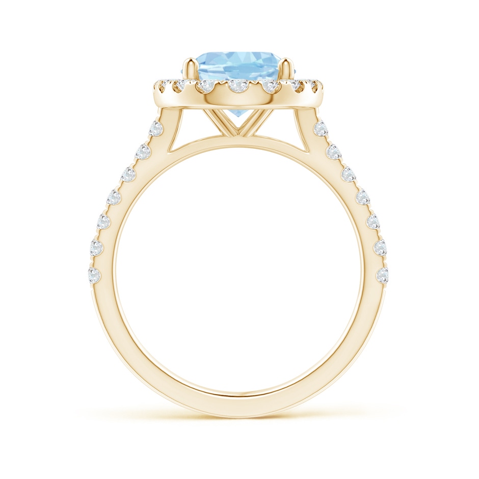 10x8mm AAA Prong-Set Oval Aquamarine Halo Ring with Diamond Accents in Yellow Gold side 199