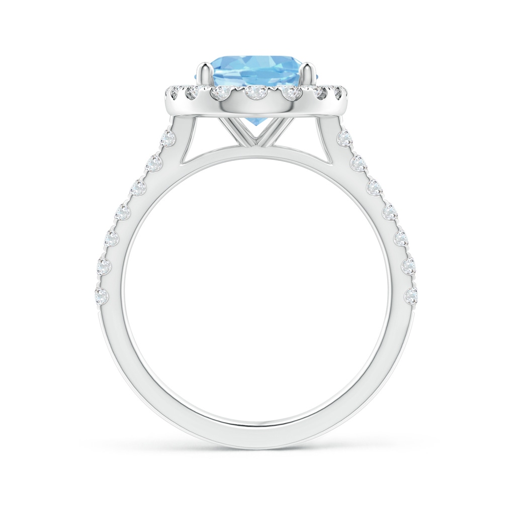 10x8mm AAAA Prong-Set Oval Aquamarine Halo Ring with Diamond Accents in P950 Platinum - side 199